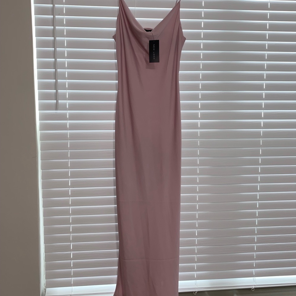 Mauve Satin Maxi Dress